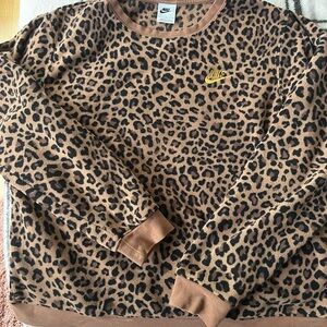 Nike Brown Leopard Print Crewneck